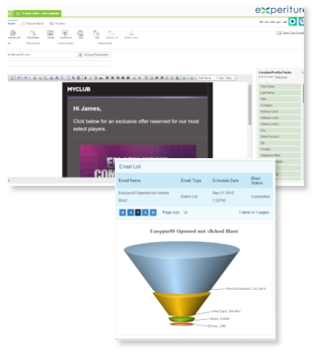 Experiture’s email marketing tools feature